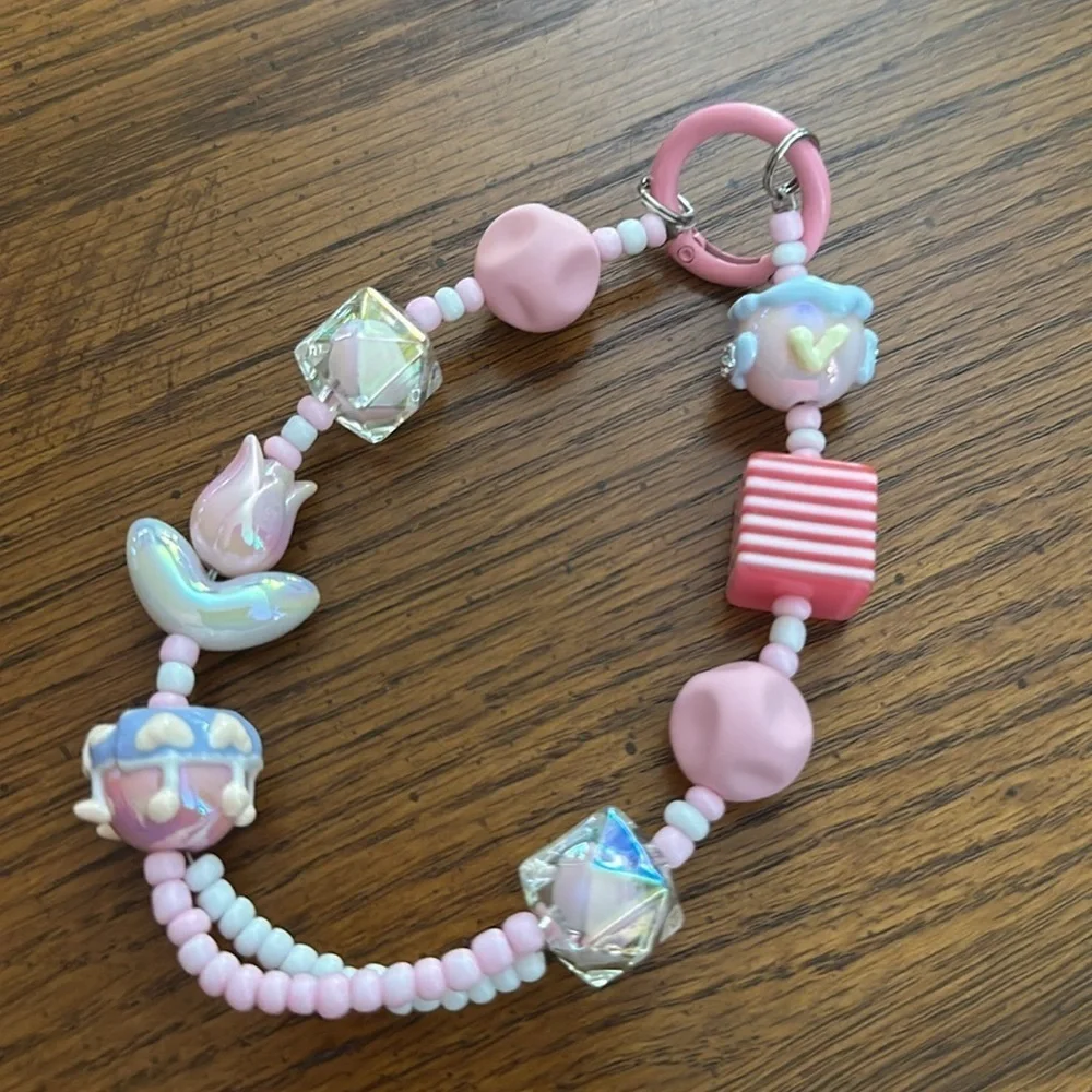 Beaded charm keychain